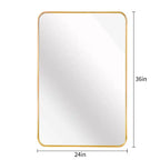 TUYOHW Miroir de salle de bain rectangulaire 24x36'', miroir mural décoratif avec film anti-éclats et cadre en aluminium brossé pour salle de bain, salon