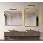 TUYOHW Miroir de salle de bain rectangulaire 24x36'', miroir mural décoratif avec film anti-éclats et cadre en aluminium brossé pour salle de bain, salon