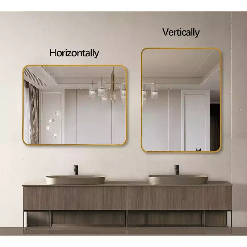 TUYOHW Miroir de salle de bain rectangulaire 24x36'', miroir mural décoratif avec film anti-éclats et cadre en aluminium brossé pour salle de bain, salon
