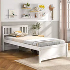 Cadre de lit Costway pour lit simple / double / grand lit avec tête de lit et sommier à lattes en bois, pas besoin de sommier tapissier