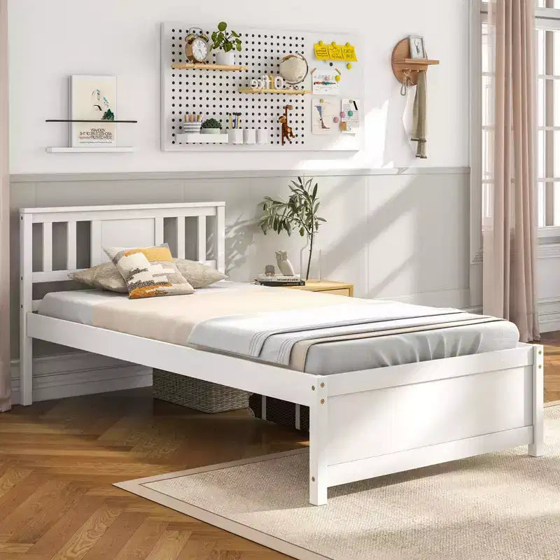 Cadre de lit Costway pour lit simple / double / grand lit avec tête de lit et sommier à lattes en bois, pas besoin de sommier tapissier