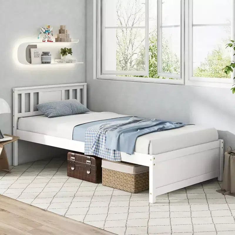 Cadre de lit Costway pour lit simple / double / grand lit avec tête de lit et sommier à lattes en bois, pas besoin de sommier tapissier