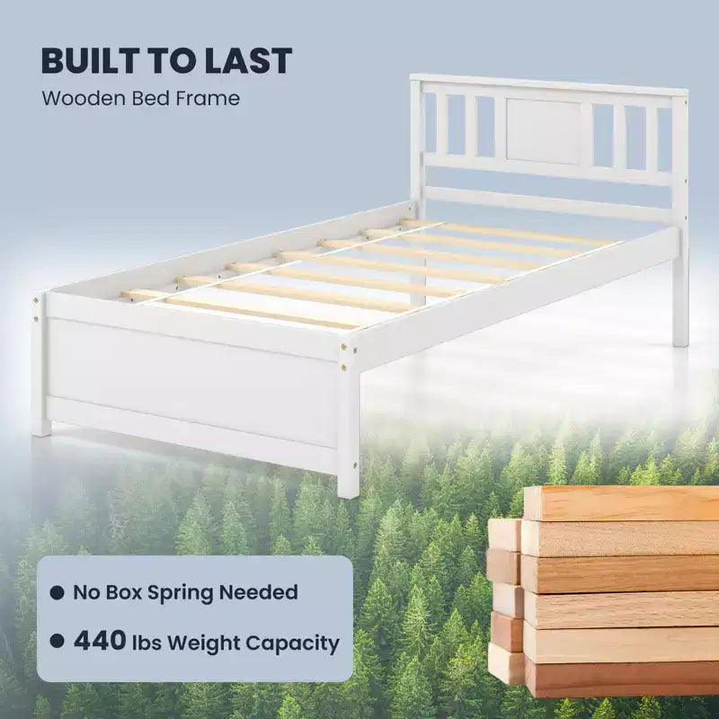 Cadre de lit Costway pour lit simple / double / grand lit avec tête de lit et sommier à lattes en bois, pas besoin de sommier tapissier