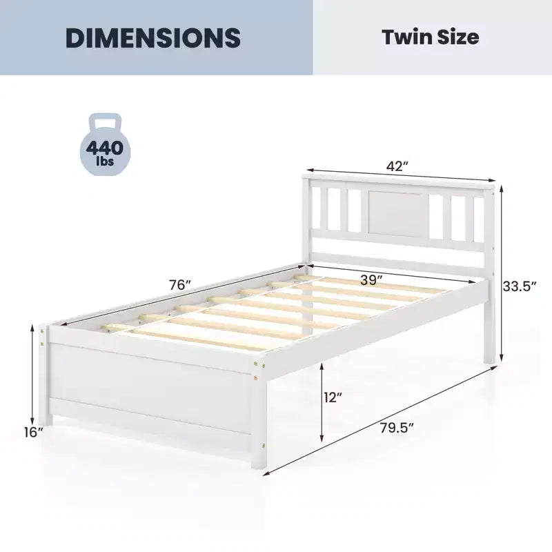 Cadre de lit Costway pour lit simple / double / grand lit avec tête de lit et sommier à lattes en bois, pas besoin de sommier tapissier