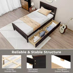 Cadre de lit double en bois Costway avec 2 tiroirs de rangement et rangement sous le lit Espresso