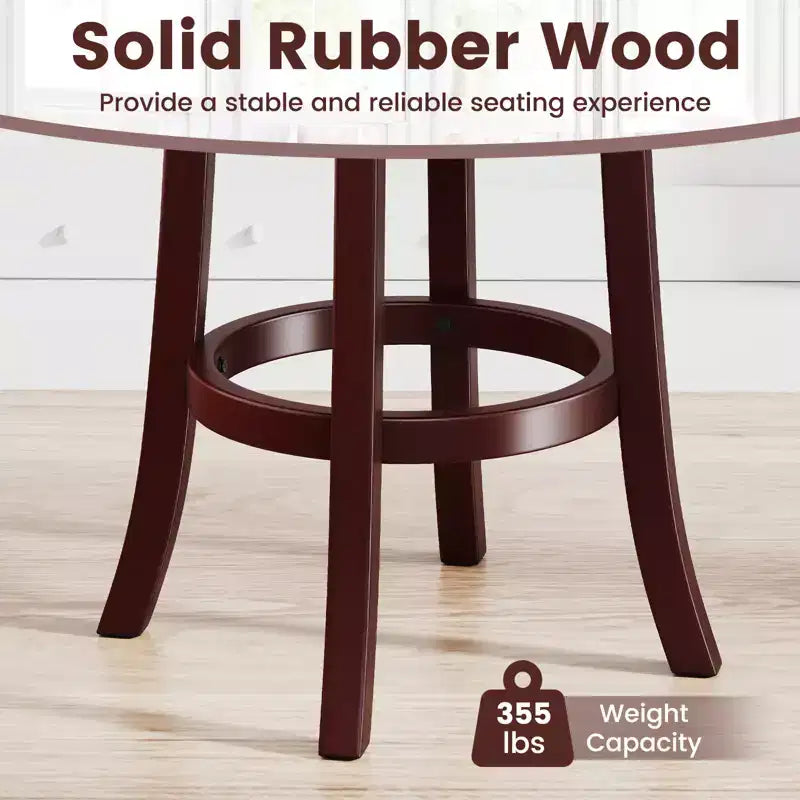 Costway Lot de 2/4 Tabourets de Bar Pivotants Hauteur Comptoir 66 cm avec Dossiers Hauts et Repose-pieds en Bois Massif