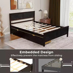 Cadre de lit double en bois Costway avec 2 tiroirs de rangement et rangement sous le lit Espresso