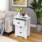 Table d'appoint Costway, chevet de chambre avec 3 tiroirs et glissière en bois, blanc
