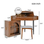 Coiffeuse d'Angle avec Miroir, Ensemble Moderne de Coiffeuse de Maquillage avec Tabouret et Armoire, Table de Maquillage en Bois avec Tiroirs pour Chambre à Coucher et Salle de Bain