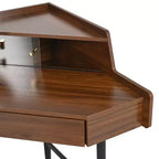 Coiffeuse d'Angle avec Miroir, Ensemble Moderne de Coiffeuse de Maquillage avec Tabouret et Armoire, Table de Maquillage en Bois avec Tiroirs pour Chambre à Coucher et Salle de Bain