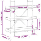 vidaXL Bibliothèque Chêne marron Bois d'ingénierie et métal 100 x 33 x 108,5 cm