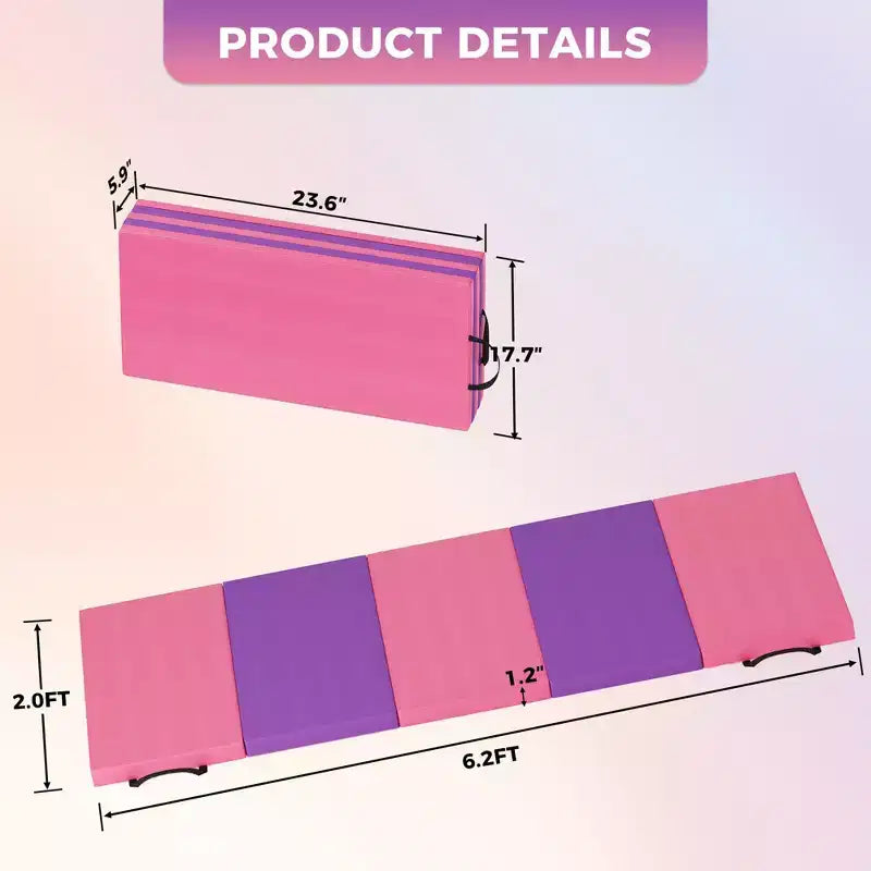 Tapis de gymnastique pliable GustoWave 60x180x5 cm et 60x190x3 cm - Tapis d'exercice avec poignées pour la salle de sport à domicile, le yoga, la gymnastique et l'entraînement des enfants
