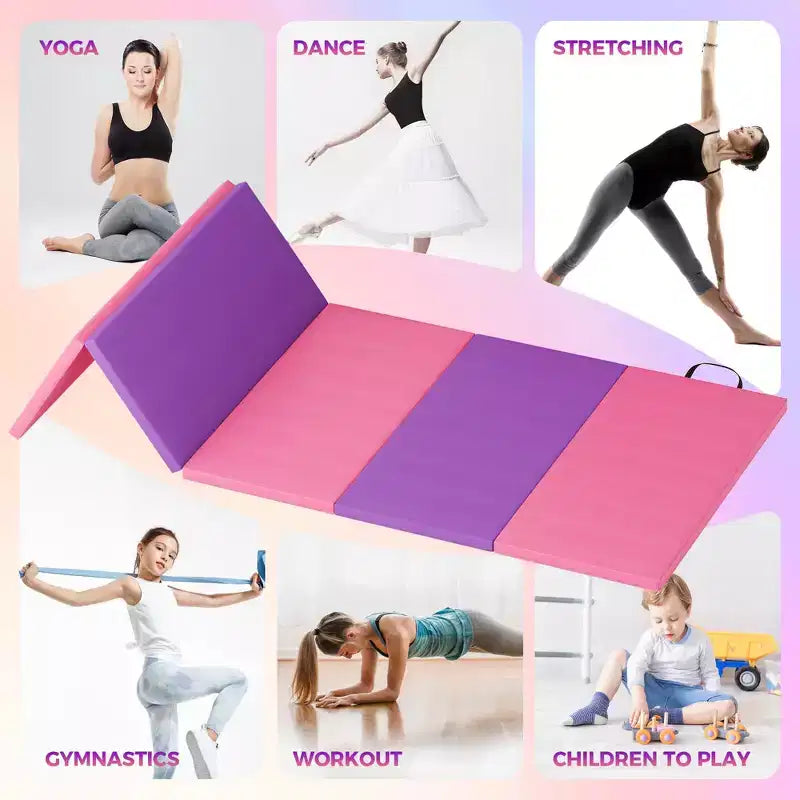 Tapis de gymnastique pliable GustoWave 60x180x5 cm et 60x190x3 cm - Tapis d'exercice avec poignées pour la salle de sport à domicile, le yoga, la gymnastique et l'entraînement des enfants
