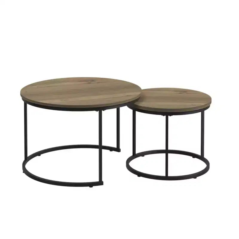 Tables basses gigognes (lot de 2), tables basses rondes de 70 cm avec plateau en motif marbre et cadre métallique robuste, tables d'appoint