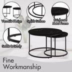 Tables basses gigognes (lot de 2), tables basses rondes de 70 cm avec plateau en motif marbre et cadre métallique robuste, tables d'appoint