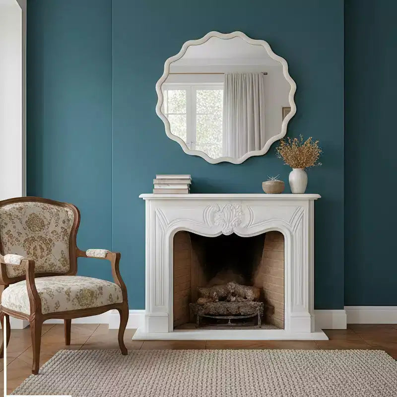 Miroir décoratif rond ondulé Whisen 30, cadre en bois massif, entrée