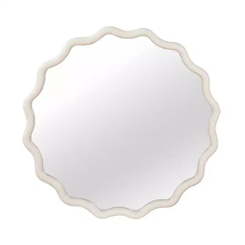 Miroir décoratif rond ondulé Whisen 30, cadre en bois massif, entrée