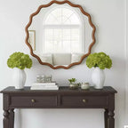 Miroir décoratif rond ondulé Whisen 30, cadre en bois massif, entrée