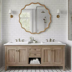 Miroir décoratif rond ondulé Whisen 30, cadre en bois massif, entrée