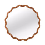 Miroir décoratif rond ondulé Whisen 30, cadre en bois massif, entrée