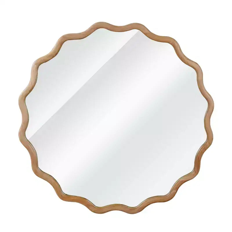 Miroir décoratif rond ondulé Whisen 30, cadre en bois massif, entrée