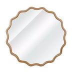 Miroir décoratif rond ondulé Whisen 30, cadre en bois massif, entrée