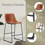 TUYOHW 36.2H Tabourets de Bar Modernes du Milieu du Siècle, Lot de 2 Chaises de Comptoir en Similicuir avec Repose-pieds, Chaises de Salle à Manger pour Bar à Domicile, Bureau, Cuisine