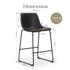 TUYOHW 36.2H Tabourets de Bar Modernes du Milieu du Siècle, Lot de 2 Chaises de Comptoir en Similicuir avec Repose-pieds, Chaises de Salle à Manger pour Bar à Domicile, Bureau, Cuisine