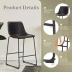 TUYOHW 36.2H Tabourets de Bar Modernes du Milieu du Siècle, Lot de 2 Chaises de Comptoir en Similicuir avec Repose-pieds, Chaises de Salle à Manger pour Bar à Domicile, Bureau, Cuisine