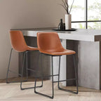 TUYOHW 36.2H Tabourets de Bar Modernes du Milieu du Siècle, Lot de 2 Chaises de Comptoir en Similicuir avec Repose-pieds, Chaises de Salle à Manger pour Bar à Domicile, Bureau, Cuisine