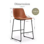 TUYOHW 36.2H Tabourets de Bar Modernes du Milieu du Siècle, Lot de 2 Chaises de Comptoir en Similicuir avec Repose-pieds, Chaises de Salle à Manger pour Bar à Domicile, Bureau, Cuisine