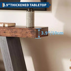 Console de ferme, table de canapé trapézoïdale en bois à 2 niveaux avec étagère de rangement ouverte, meuble d'entrée industriel pour entrée, couloir, salon