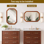 Miroir décoratif Whisen 24 x 36 à coins arrondis, cadre en bois massif, entrée
