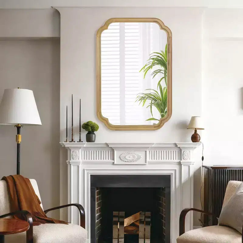 Miroir décoratif Whisen 24 x 36 à coins arrondis, cadre en bois massif, entrée