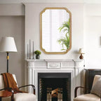 Miroir décoratif Whisen 24 x 36 à coins arrondis, cadre en bois massif, entrée