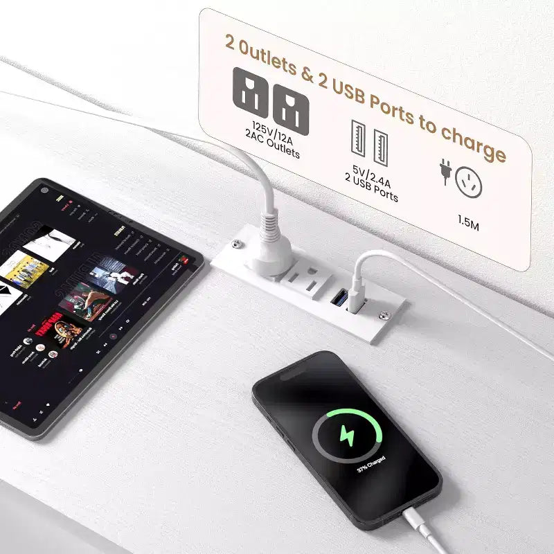 Meuble TV de 160 cm avec 12 tiroirs, prises de courant, LED et étagères ouvertes, meuble TV pour téléviseur de 75 pouces, commode pour chambre à coucher, salon