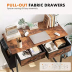 TUYOHW Bureau moderne avec 2 tiroirs et poche latérale de rangement, bureau d'ordinateur pour étudier, se maquiller et bricoler, hauteur 77,7 cm
