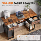 TUYOHW Bureau moderne avec 2 tiroirs et poche latérale de rangement, bureau d'ordinateur pour étudier, se maquiller et bricoler, hauteur 77,7 cm
