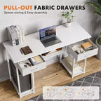 TUYOHW Bureau moderne avec 2 tiroirs et poche latérale de rangement, bureau d'ordinateur pour étudier, se maquiller et bricoler, hauteur 77,7 cm
