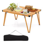 Costway Folding Camping Table w/ Storage Bag & Waterproof Desktop Aluminum Structure