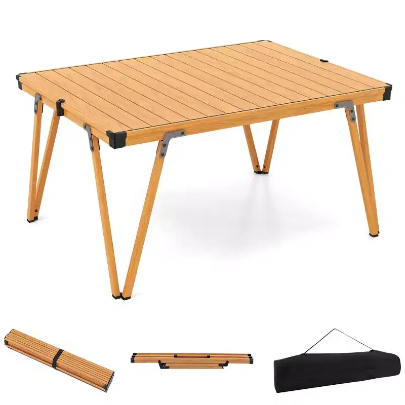 Table de camping pliante Costway avec sac de rangement et plateau étanche Structure en aluminium