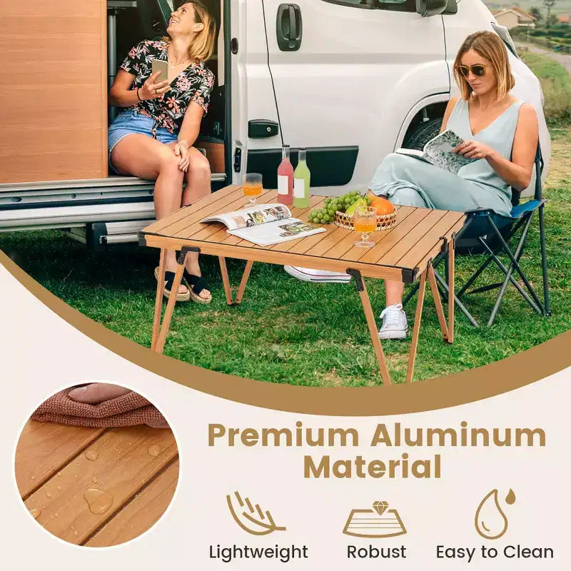 Table de camping pliante Costway avec sac de rangement et plateau étanche Structure en aluminium