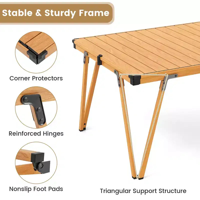 Table de camping pliante Costway avec sac de rangement et plateau étanche Structure en aluminium