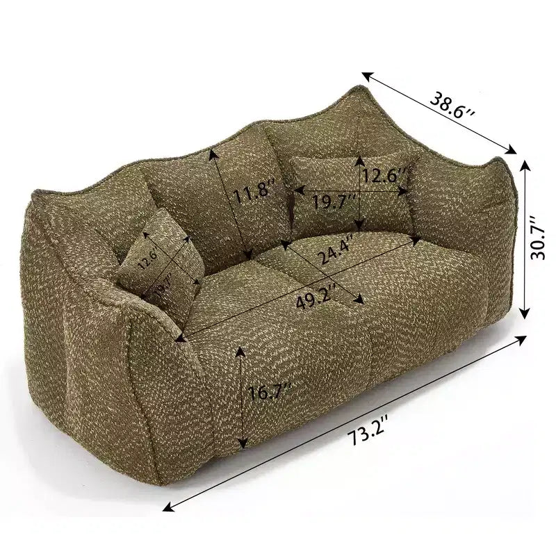 Fauteuil Poire Okak avec Mousse Haute Résilience, Canapé Paresseux Confortable avec Accoudoirs et 2 Places, Fauteuil de Salon Moderne