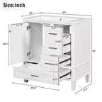 Meuble-lavabo de salle de bain de 76 cm avec évier en céramique sous plan, meuble de rangement de salle de bain moderne avec 3 tiroirs et 1 porte à fermeture douce