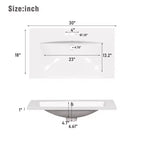 Meuble-lavabo de salle de bain de 76 cm avec évier en céramique sous plan, meuble de rangement de salle de bain moderne avec 3 tiroirs et 1 porte à fermeture douce