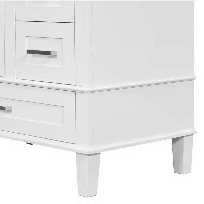 Meuble-lavabo de salle de bain de 76 cm avec évier en céramique sous plan, meuble de rangement de salle de bain moderne avec 3 tiroirs et 1 porte à fermeture douce