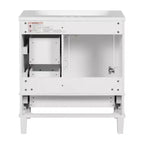 Meuble-lavabo de salle de bain de 76 cm avec évier en céramique sous plan, meuble de rangement de salle de bain moderne avec 3 tiroirs et 1 porte à fermeture douce