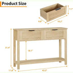 Console d'entrée de ferme de 43 po avec 2 tiroirs et 2 niveaux de rangement pour salon, foyer (couleur bois naturel)
