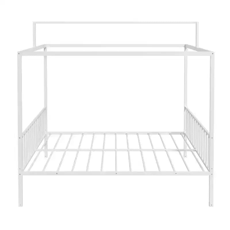 GDFStudio Dana Lit cabane moderne et minimaliste 3-en-1 avec cadre à baldaquin et lattes métalliques robustes